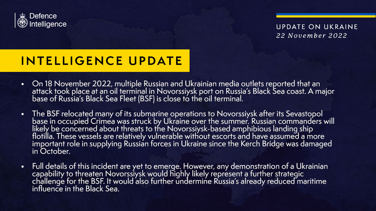UK Intelligence States that Russia Concerned On Tthreats to Novorssiysk Naval Base From Ukraine, Defense Express
