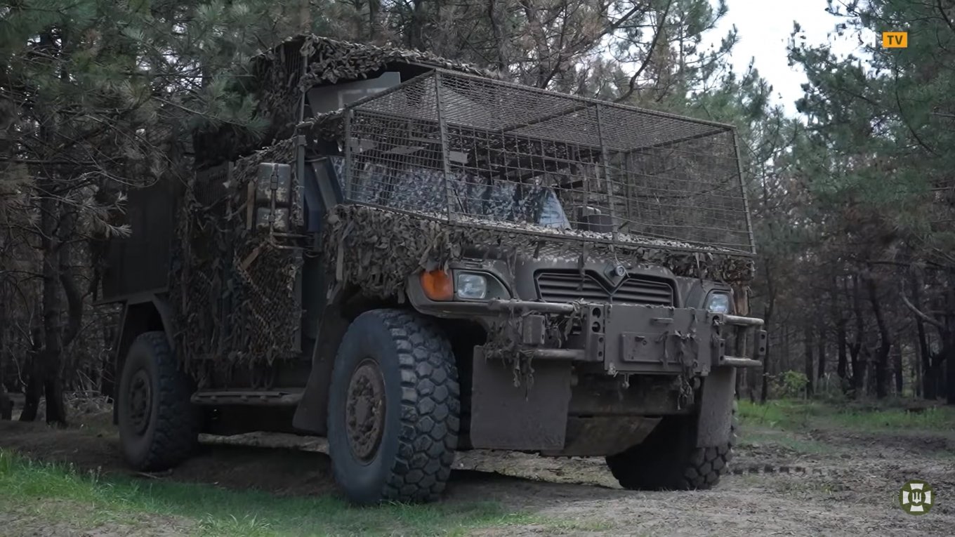 British-made Husky tactical support vehicle of the 46th Separate Airmobile Brigade of the Armed Forces of Ukraine