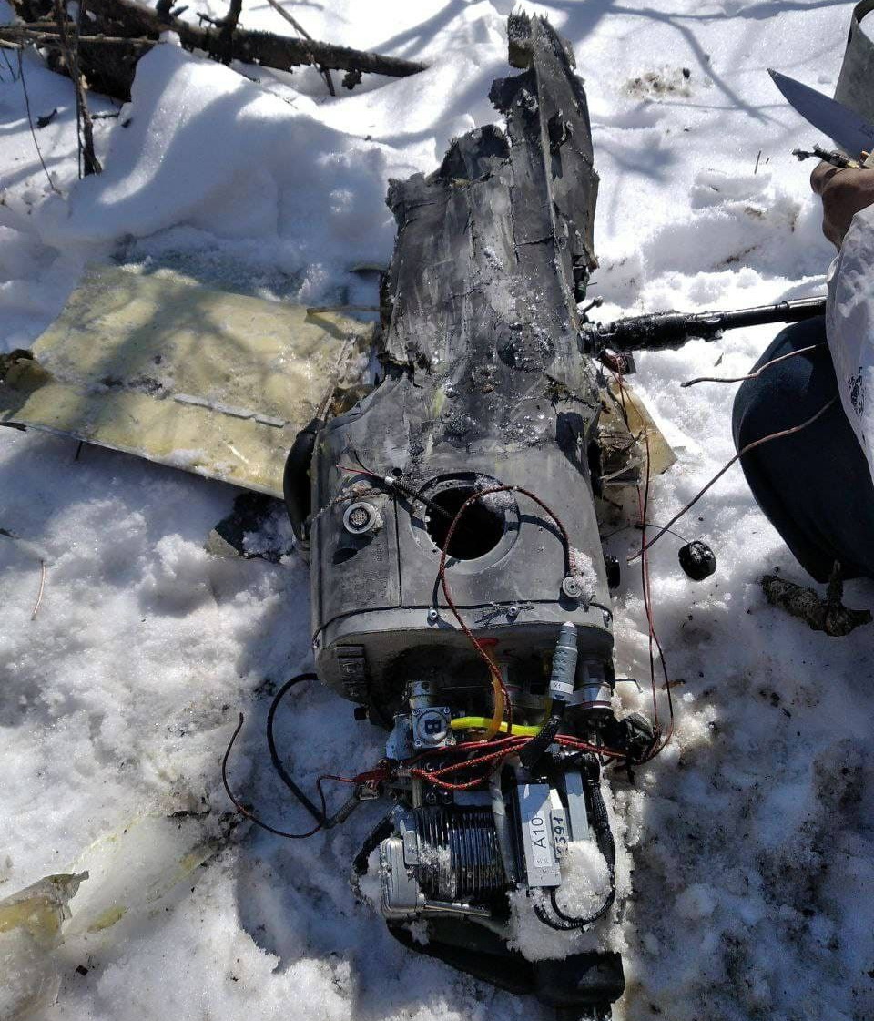 One of russian Orlan-10 reconnaissance UAV reportedly shot down by Ukrainian forces in Kharkiv a few days ago, Defense Express