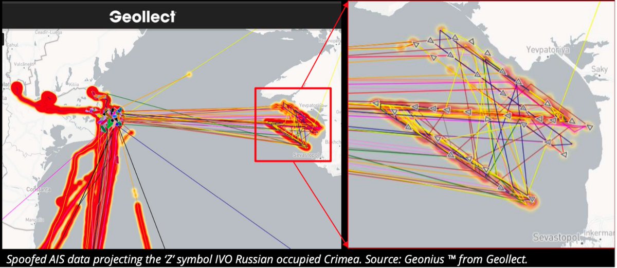 Spoofed AIS data projecting the Z symbol IVO temporarily occupied Crimea Defense Express
