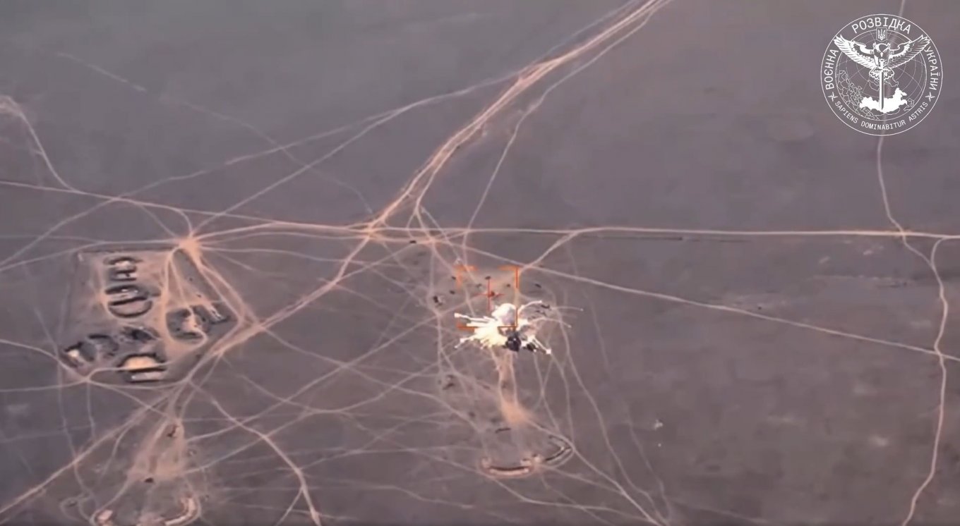 S-400 air defense system in Crimea at the moment it got hit by an unknown type of missile