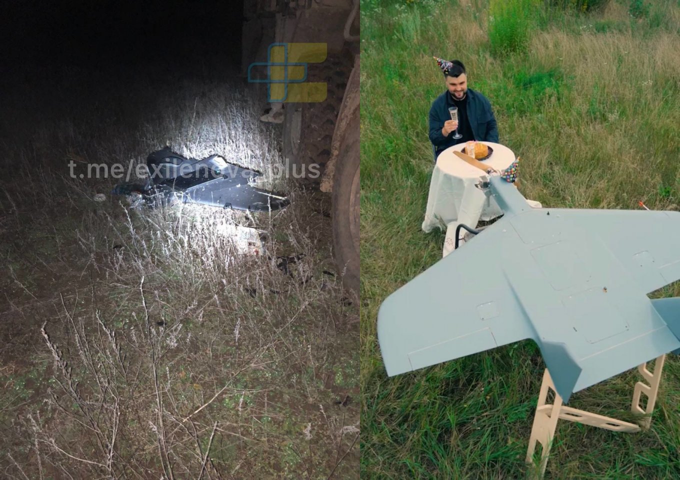 Which Drones Are Behind Regular Devastating Strikes on russian Equipment in Crimea, Crashed kamikaze drone and photo from the presentation of the Rubaka drone, July 2023