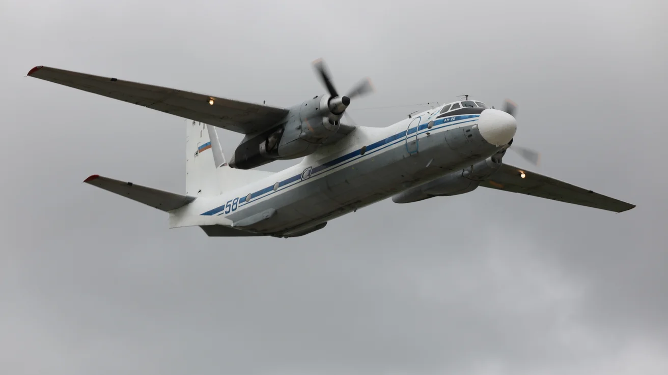 russian An-26 twin-engined turboprop military transport aircraft