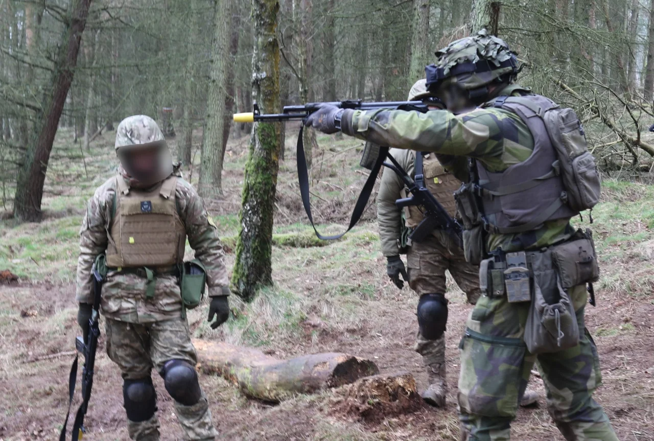 Sweden instructors train Ukrainian conscripts in forest fighting