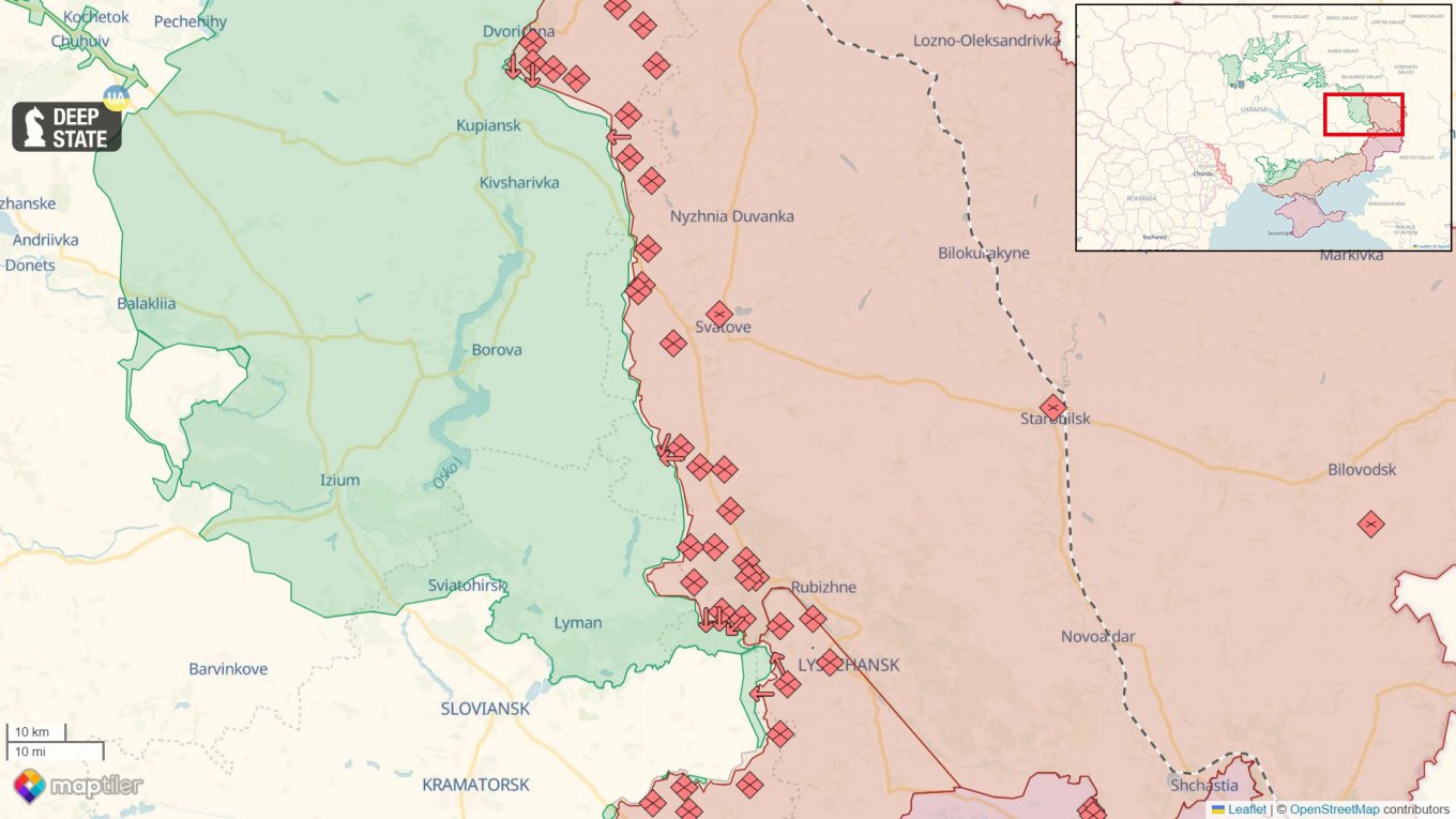 Situation on the Lyman-Kupiansk front as of 26.10 late evening, according to DeepStateUA