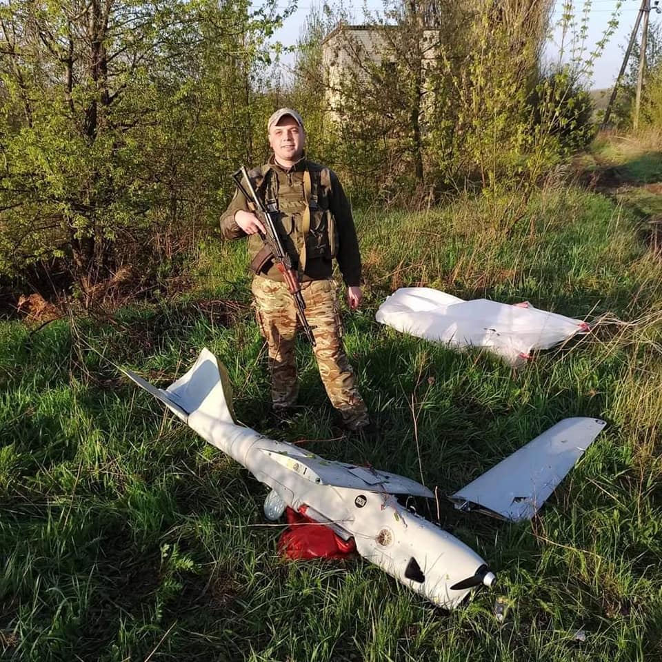 Ukrainian warrior with russian drone Orlan-10, that was shot down in Ukraine