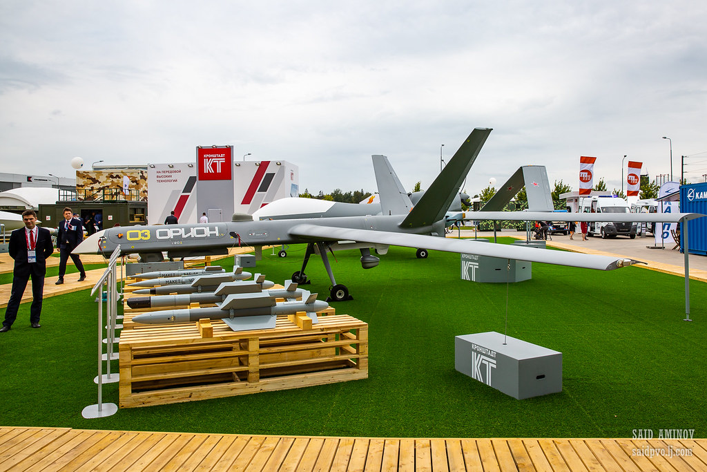 Orion UAV with associated ammunition at a military exhibition in russia