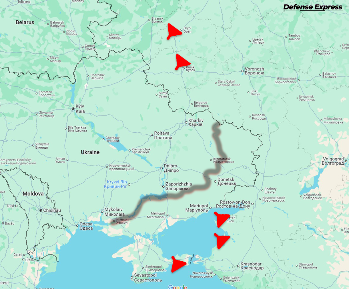 Defense Express / More Potential Shahed-136 Storage and Launch Sites to Repeat the Neptun Strike on russian Yeysk