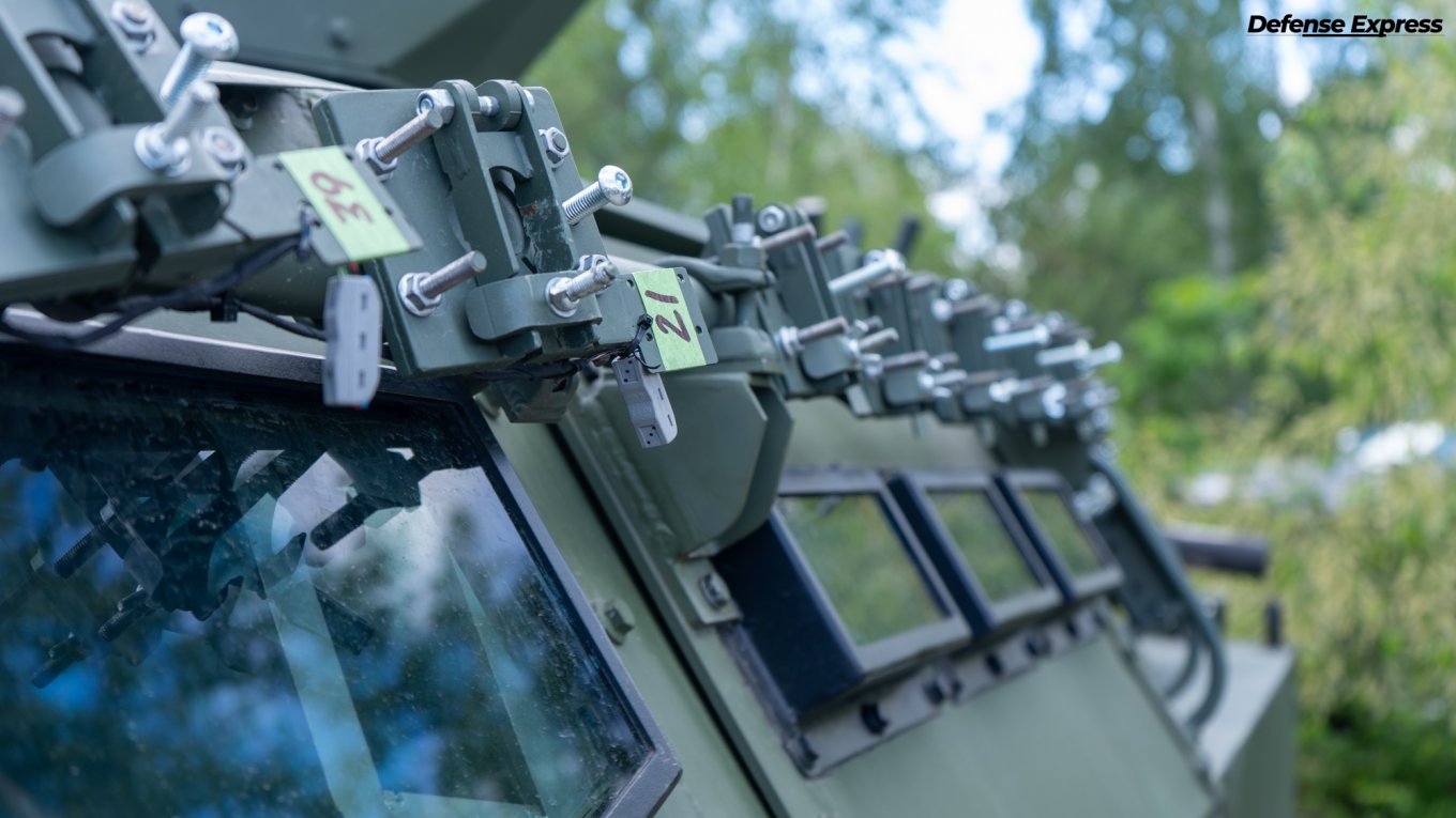 Anti-drone net launchers from the active protection system installed on the ArmSpecTechnology BRDM-2M / Open source photo