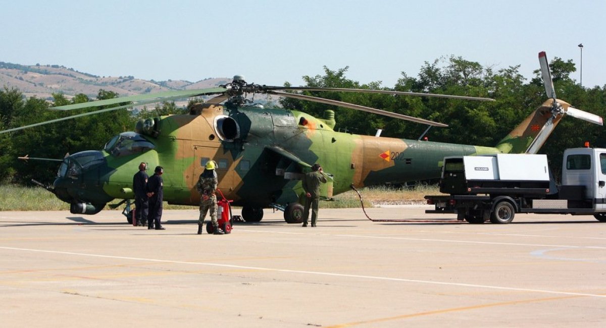 Mi-24V of North Macedonian forces is prepared for a sortie