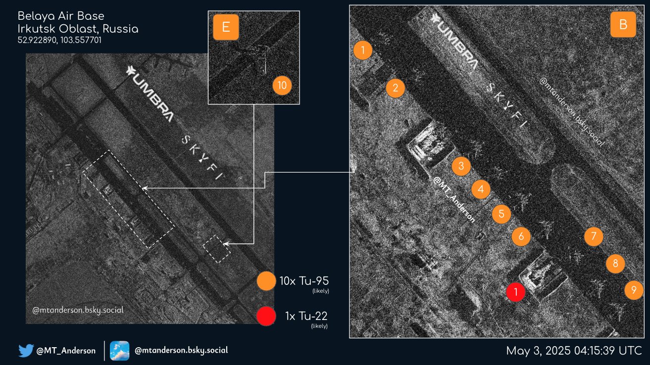 Defense Express russia's Belaya Air Base in Siberia Sees Buildup of russian Tu-95MS and Tu-22M3 Strategic Bombers and Possibly Kinzhal-Carrying MiG-31 Aircraft