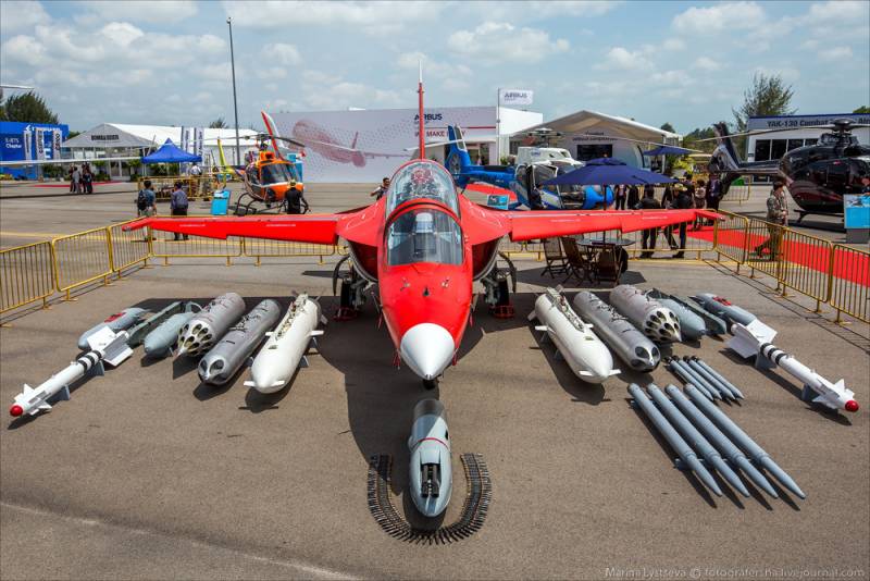 Yak-130 and weapons for it during exhibition
