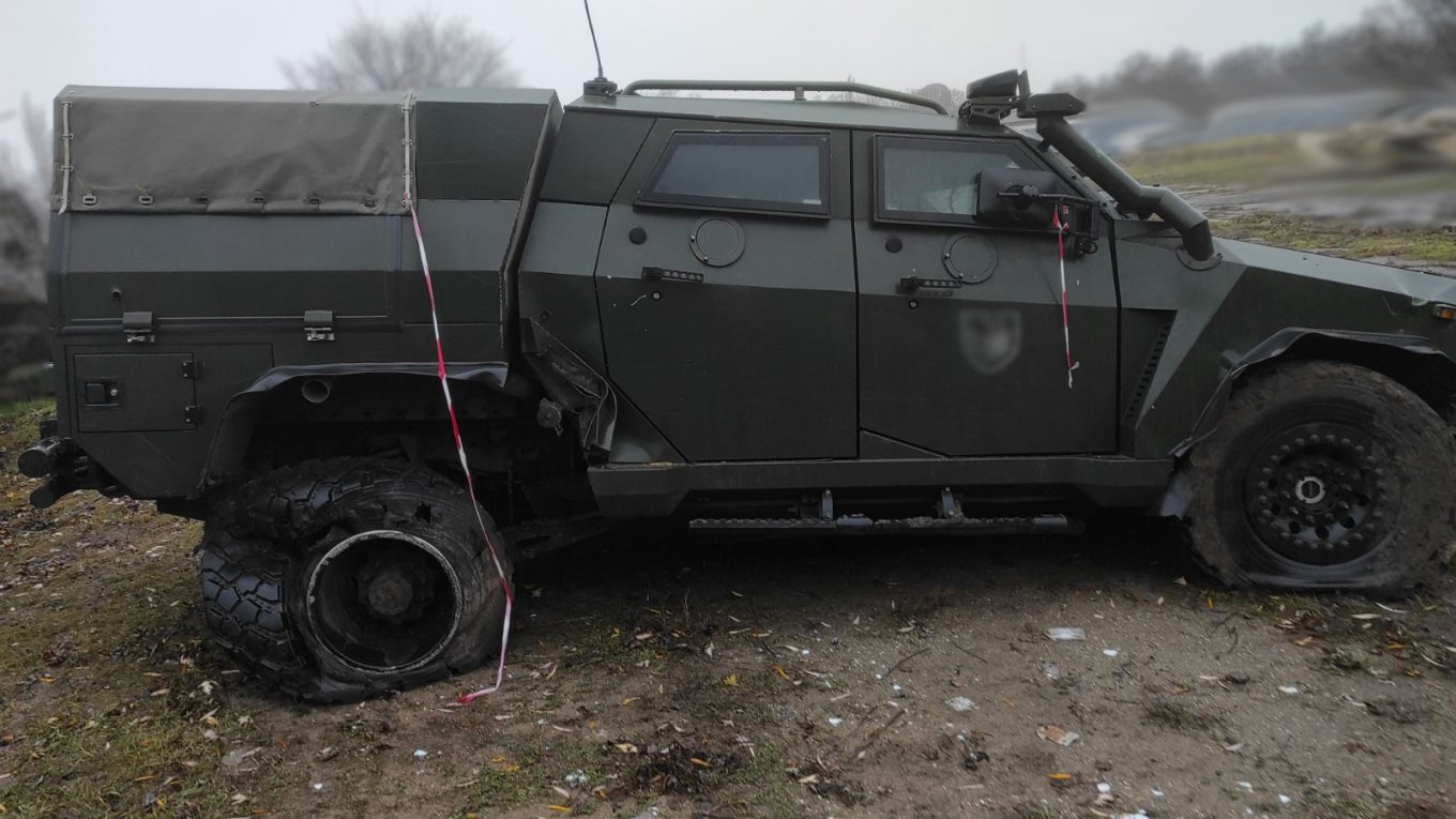 Novator vehicle damaged by an anti-tank mine