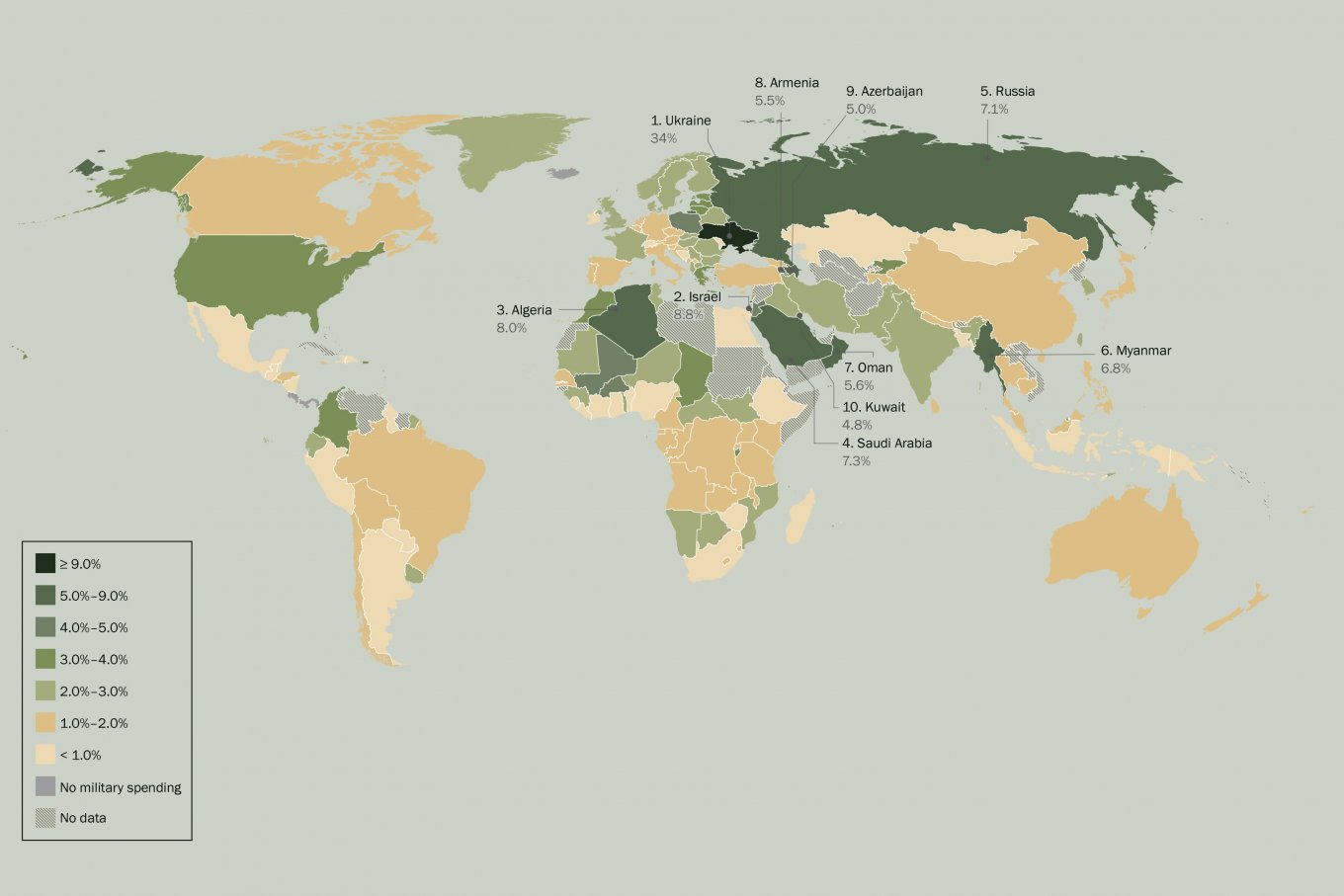 Defense spending of countries in 2024 / Defense Express / SIPRI Review: Ukraine Tops Global Defense Spending by Budget Share While russia's Figures are Strangely Modest