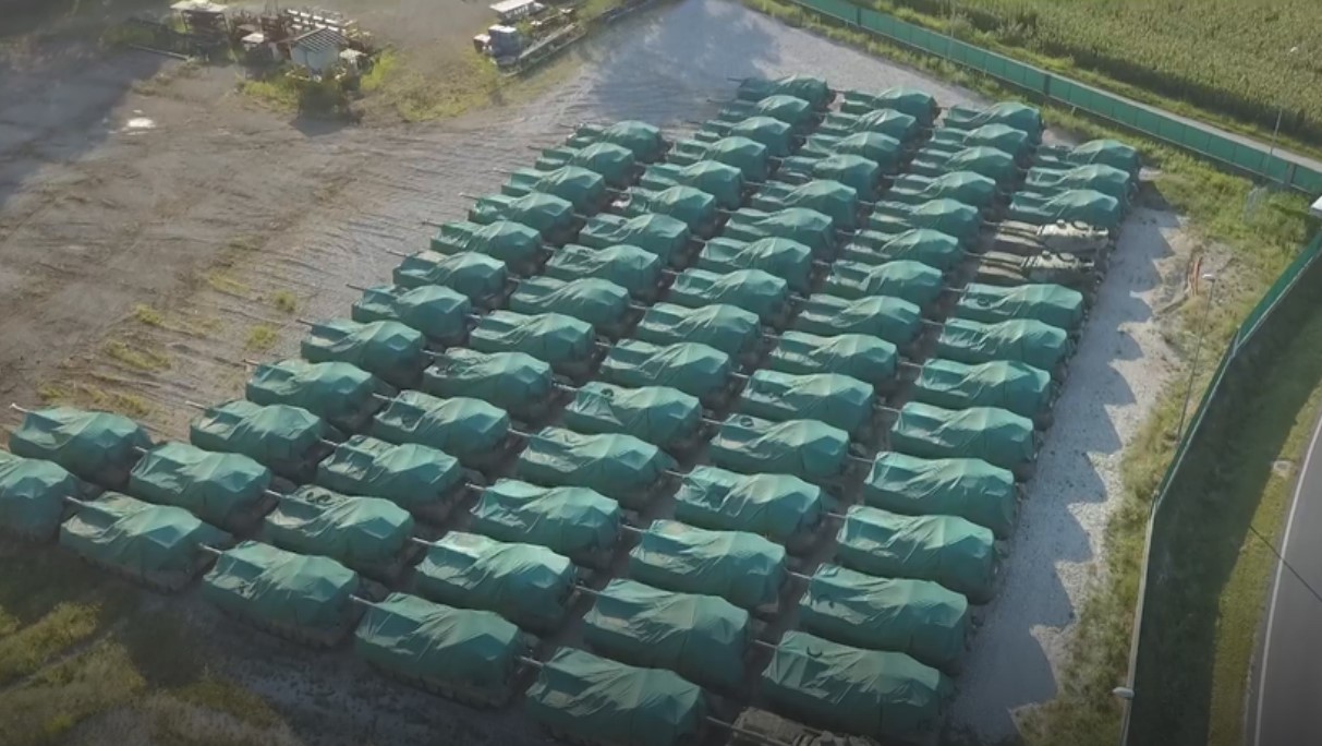 Leopard 1 tanks in storage at RUAG in Italy