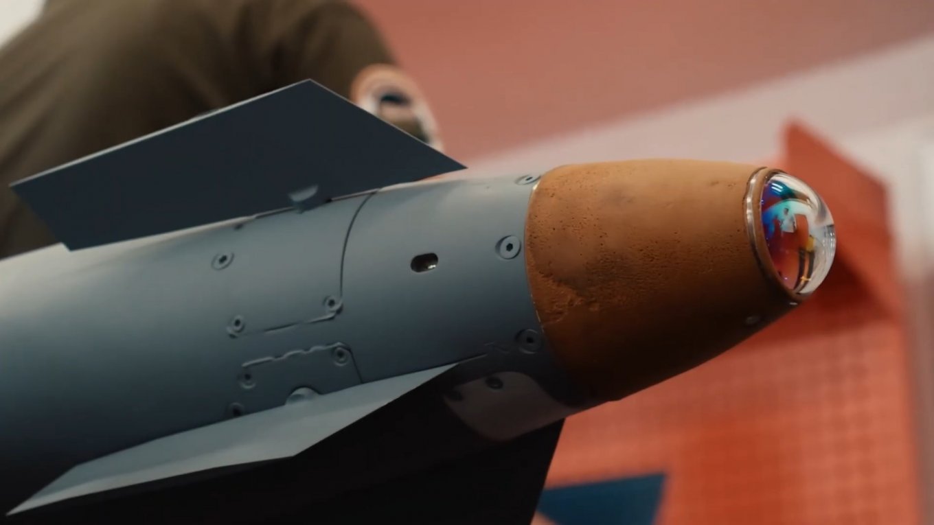 The nose section of the TRLG-122 guided rocket with a semi-active laser guidance system