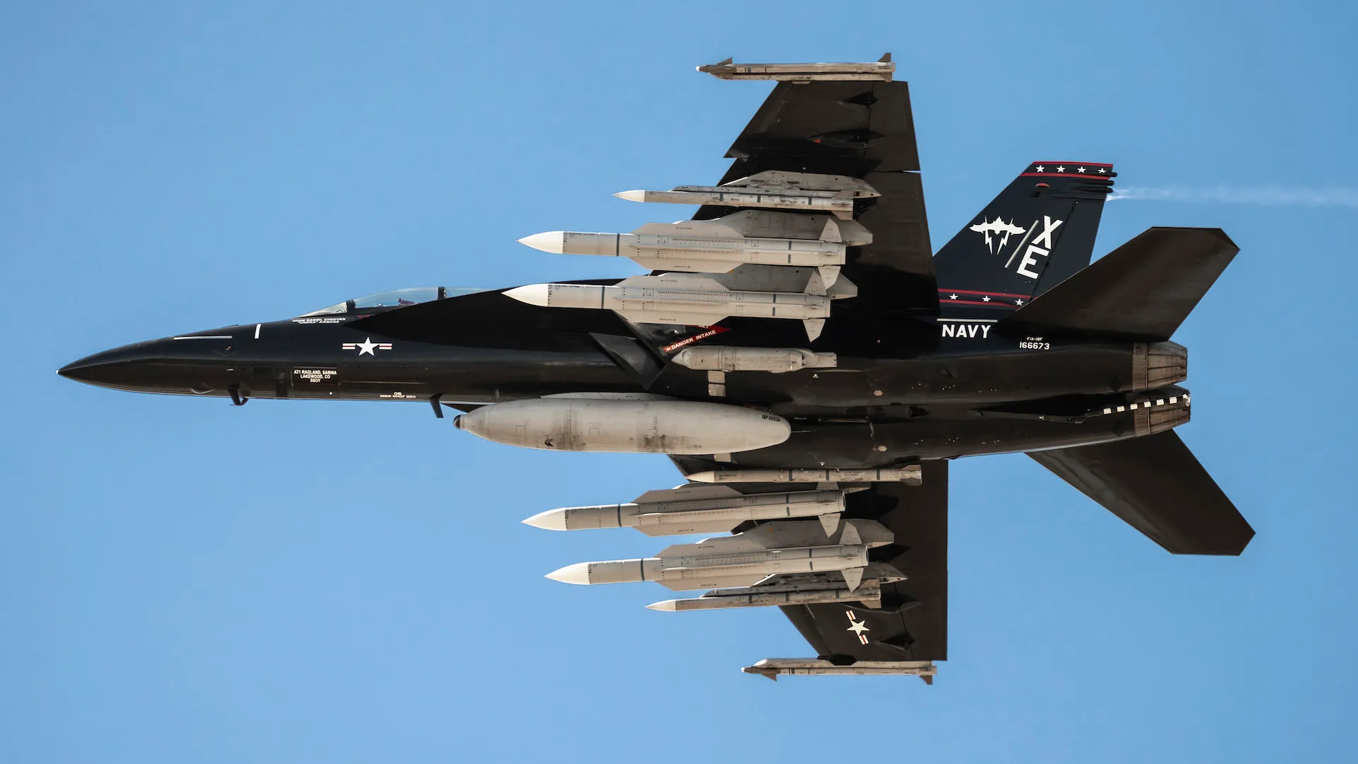 F/A-18 Hornet with four AIM-174s at once in flight, September 2024