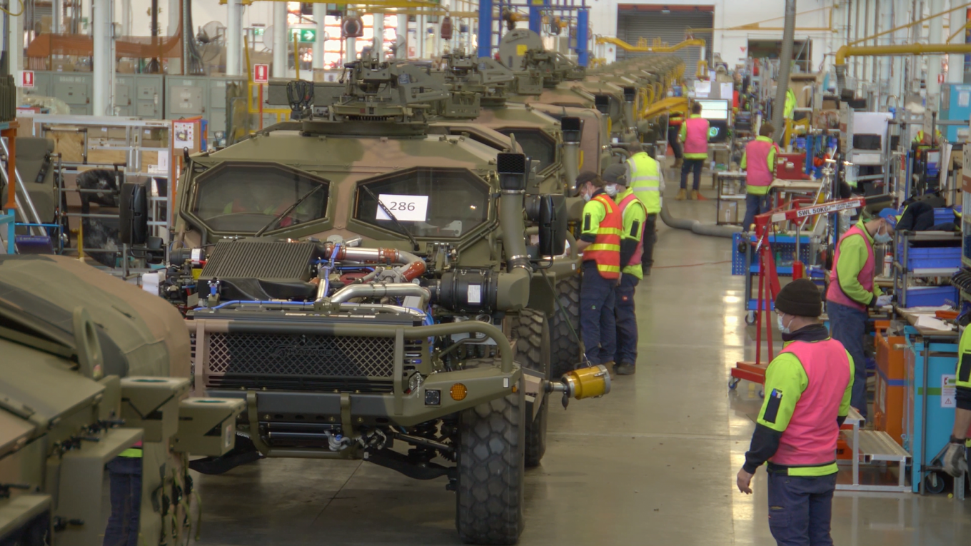 Production of Hawkei vehicles at Thales Australia