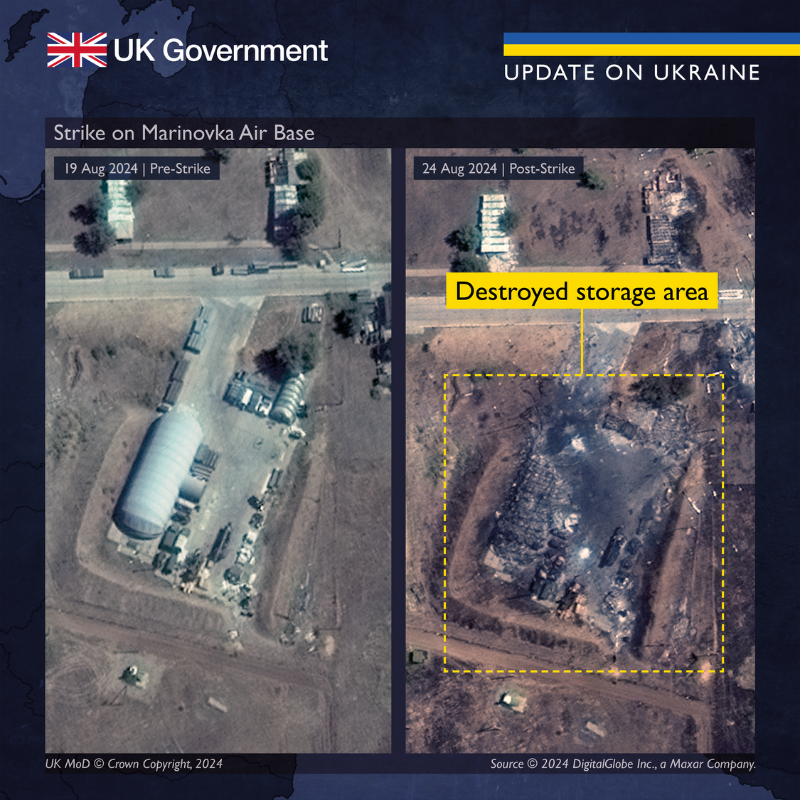 Defense Express The UK Defense Intelligence Reports on the Consequences of Ukrainian Strike on russia’s Marinovka Air Base