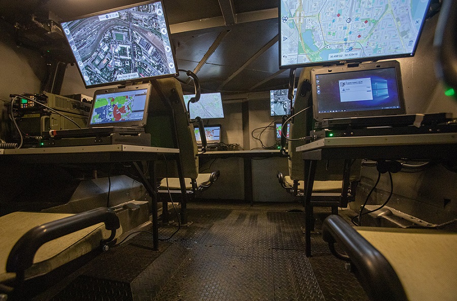 A command-staff vehicle equipped with Dzvin-AS automated control system, providing data for operating brigade-to-battalion level units / Defense Express / Czech Army Learns From Ukraine, Buys Modernized TITUS-Based Command Vehicle with Automated Control System