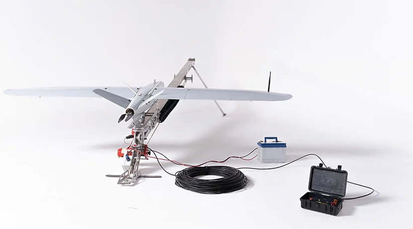 RAM II attack drone with a catapult and a portable controller