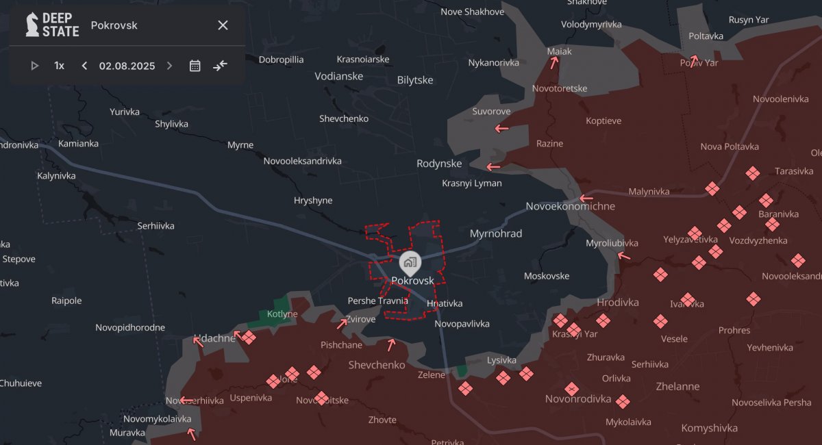 Pokrovsk, Donetsk region / screenshot from DeepStateMap 