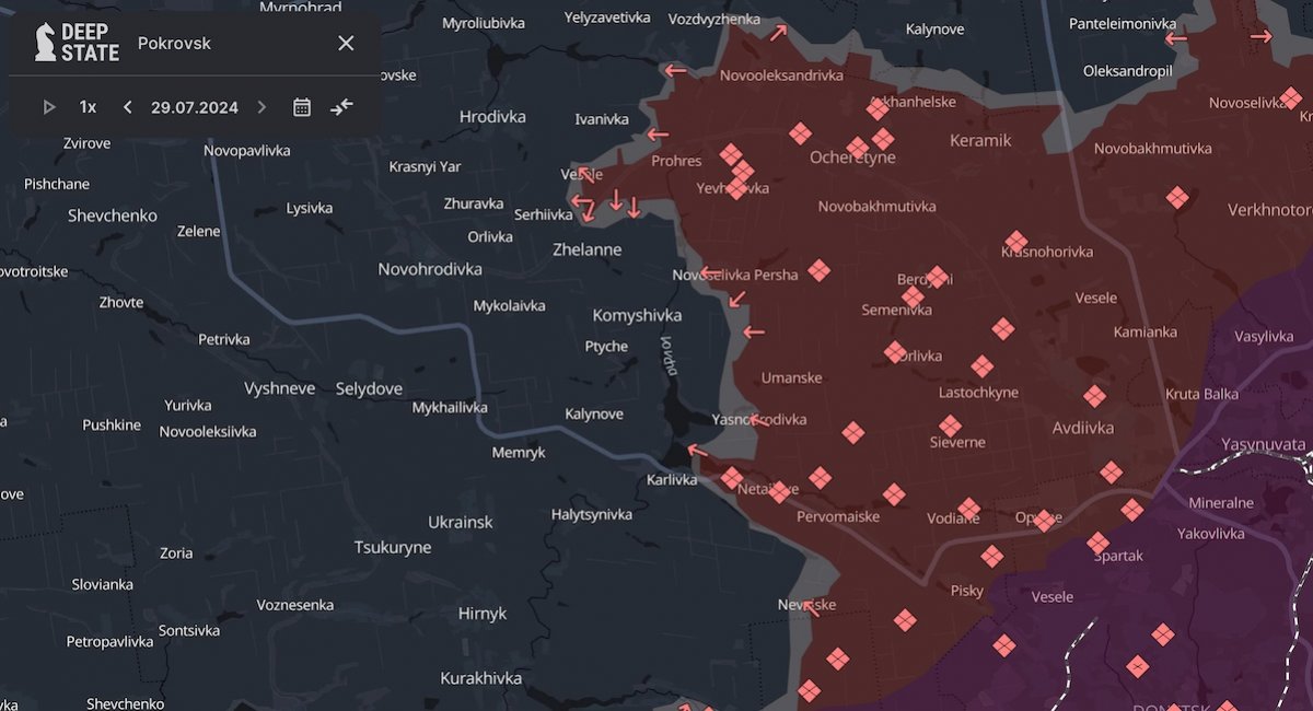 The russian Ground Forces capture villages, push toward Pokrovsk / screenshot from DeepStateMap 