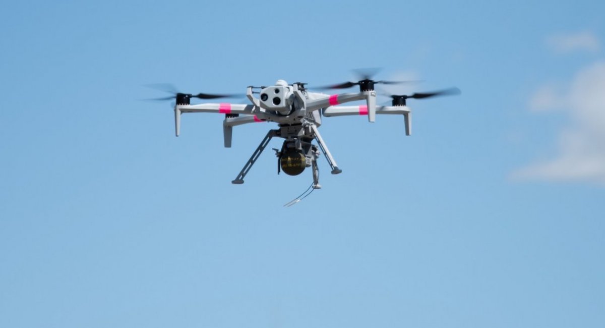 Skydio X10 with an Audible mount and an M67 grenade / Photo credit: US DoD