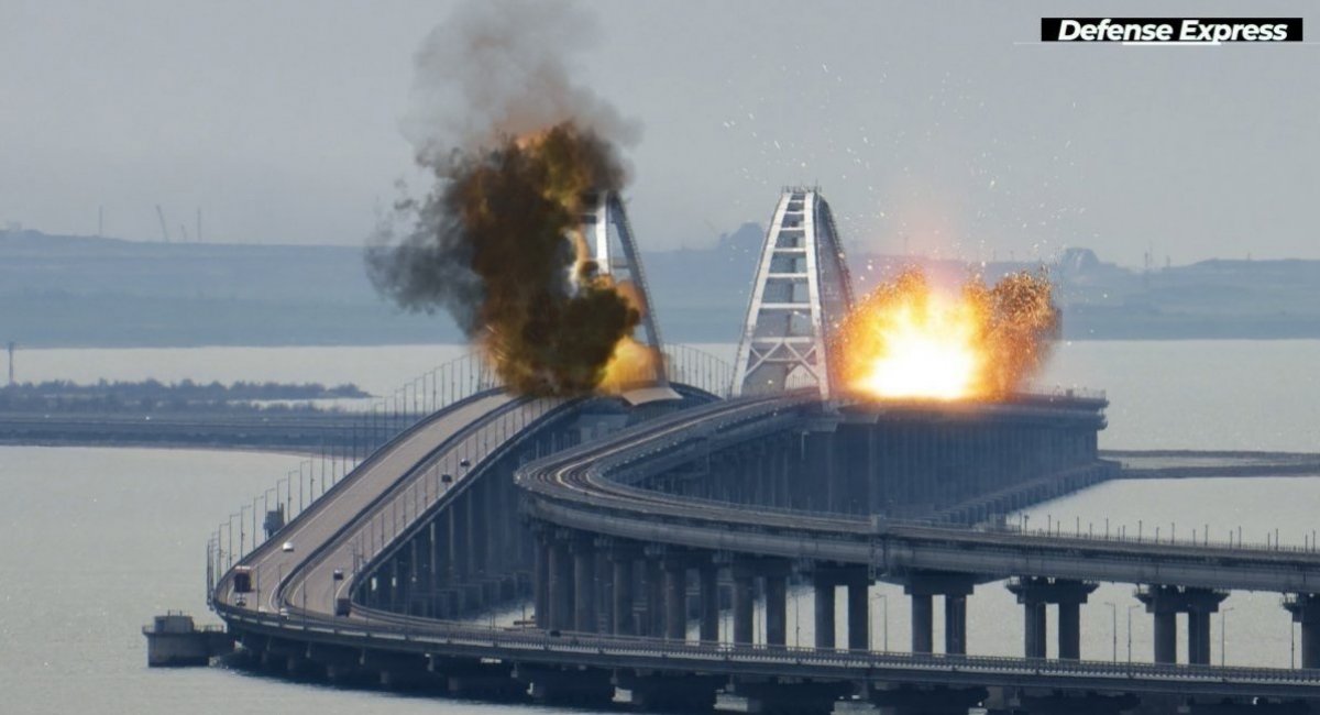 Crimean Bridge on fire / Illustrative render by Defense Express