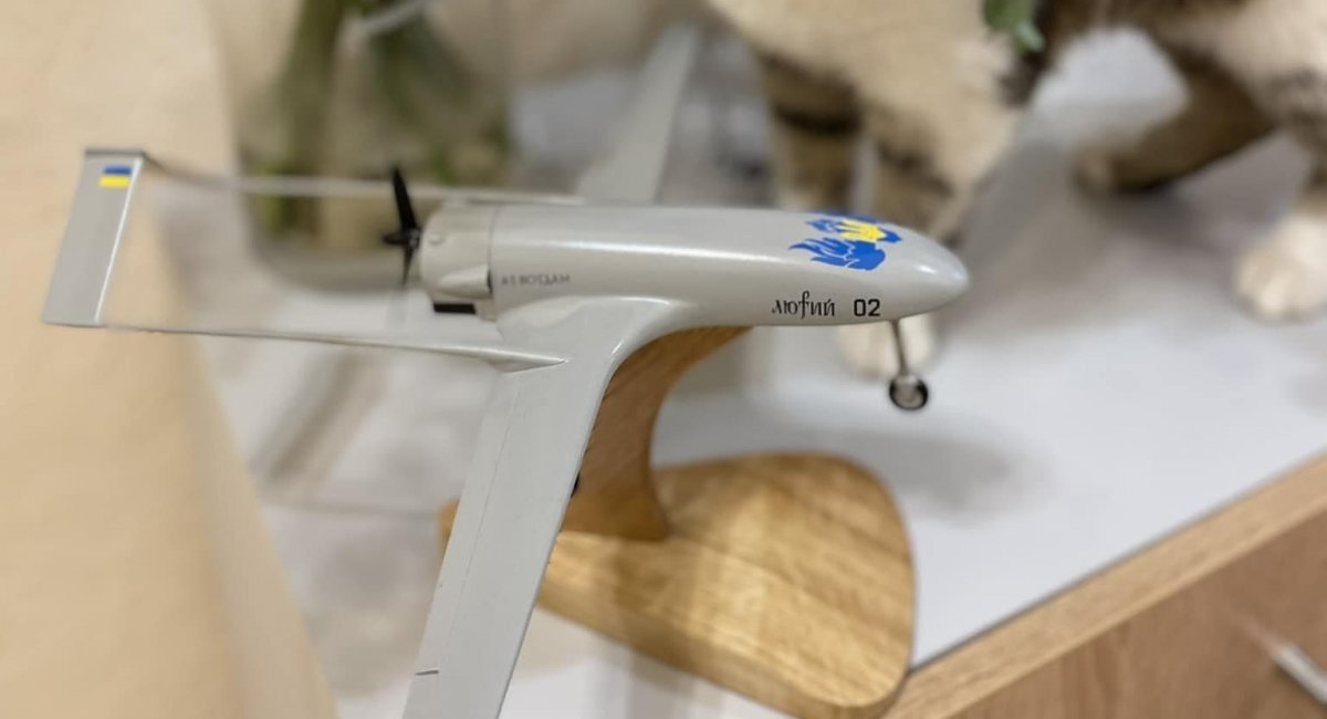 A model of the "Lyutyi" kamikaze drone, which is currently being used for strikes against russia / Photo credit: Defense Express