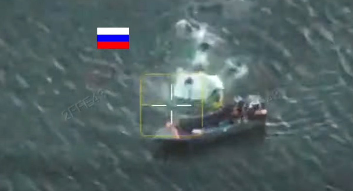 Operators of the 40th Separate Coastal Defense Brigade detected and destroyed several russian boats carrying landing troops / screenshot from video 