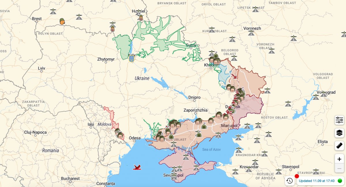 Map of combat zone / screenshot from DeepStateMap.Live
