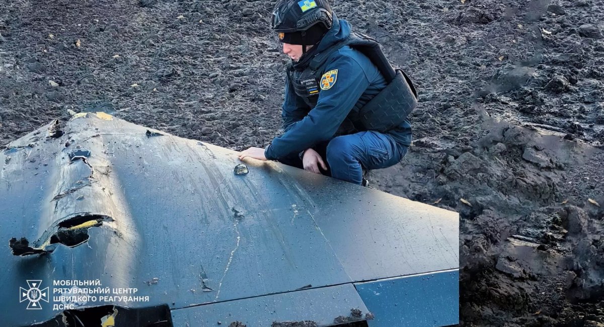 The State Emergency Service of Ukraine successfully eliminated the Geran-2 UAV equipped with explosives / Photo credit: The Mobile Rescue Center