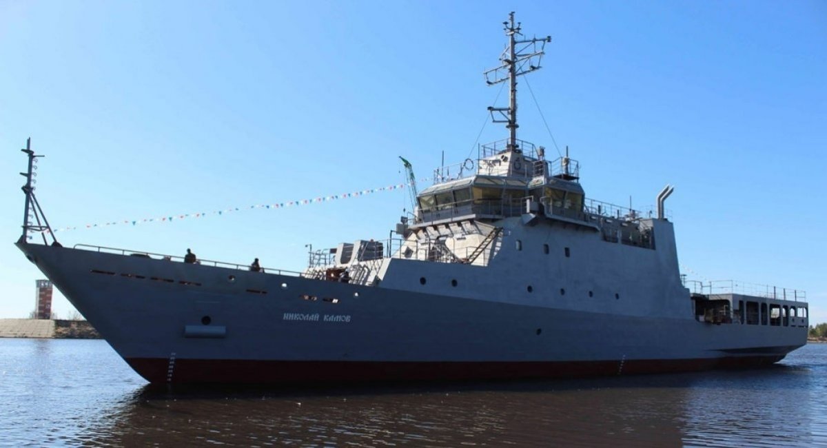 Nikolay Kamov helicopter trainer ship after its launch into water in April 2024 / Open-source photo