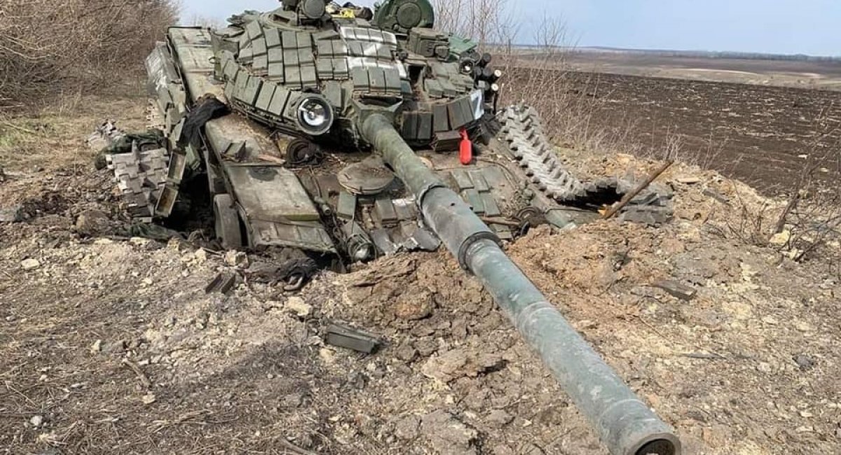Russian tank T-72 that was destroyed in Ukraine