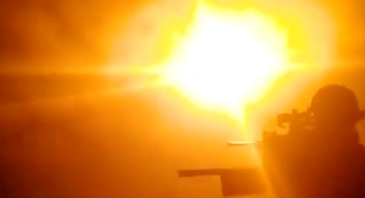 The moment of destruction of russian missile with a Browning machine gun / screenshot from video