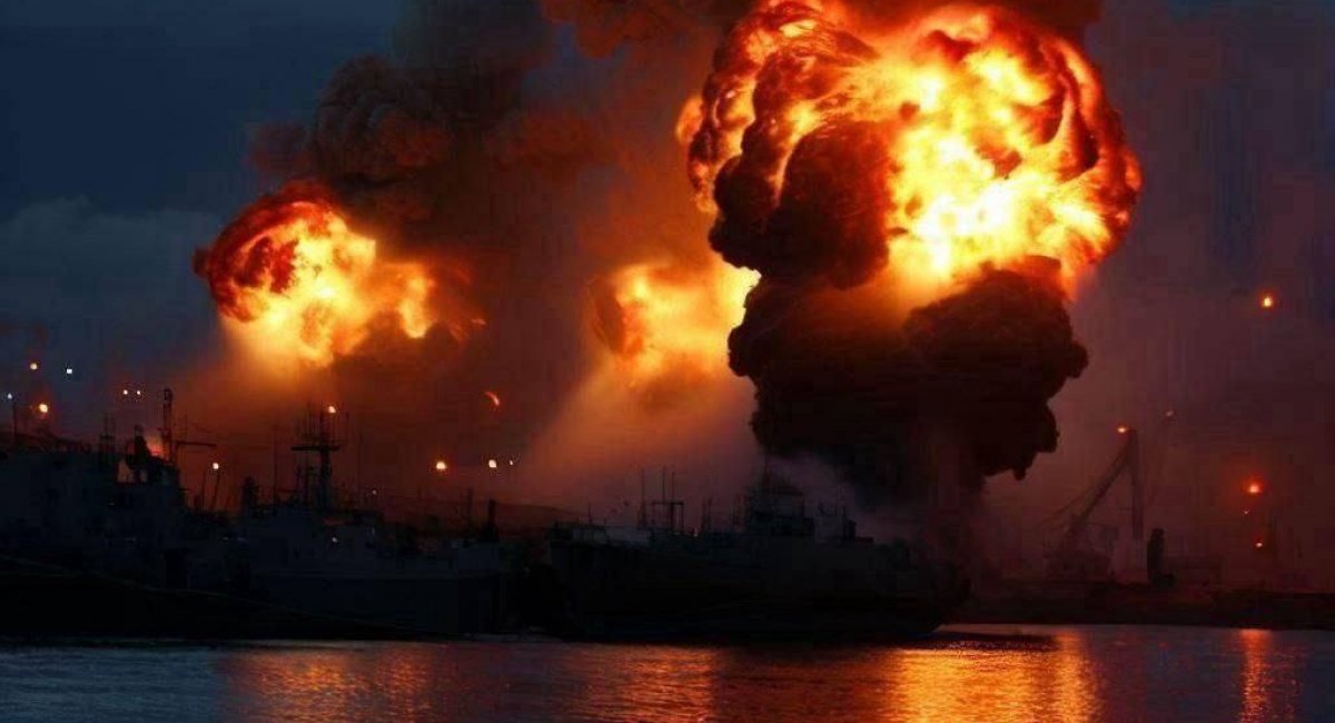 Fire at the oil terminal near Port Kavkaz in Krasnodar Krai, russia, May 31st, 2024 / Photo credit: General Staff of the Armed Forces of Ukraine