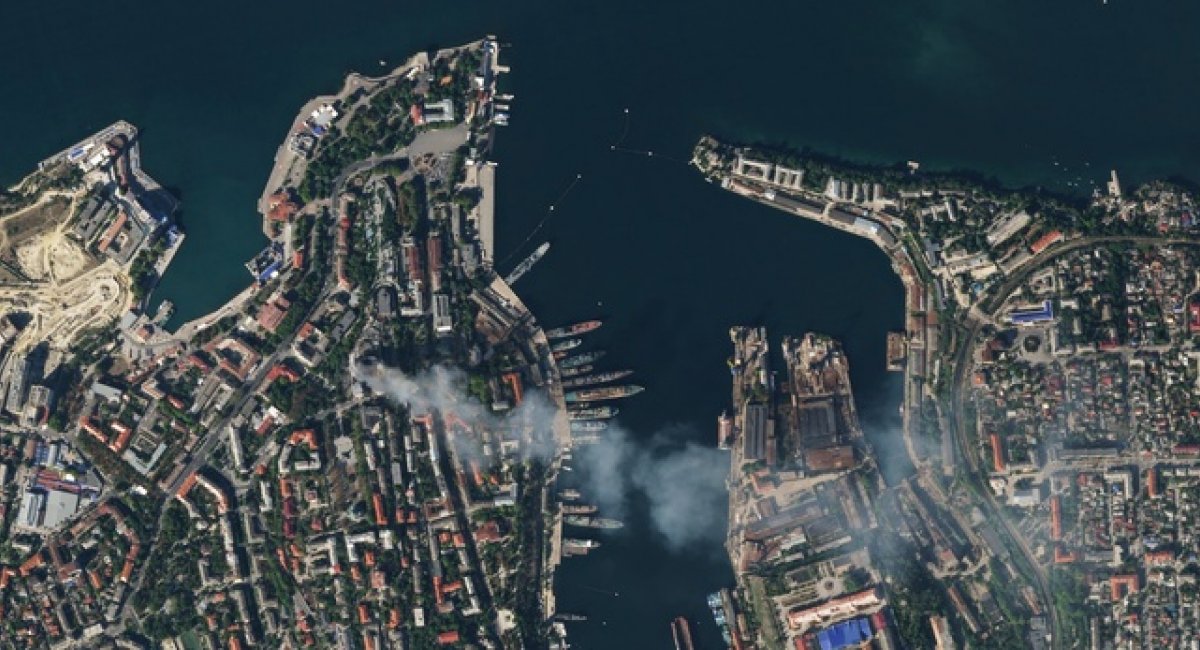 Headquarters of the Black Sea Fleet of the russian federation in Sevastopol was hit by Ukrainian missiles / Photo credit: Planet Labs