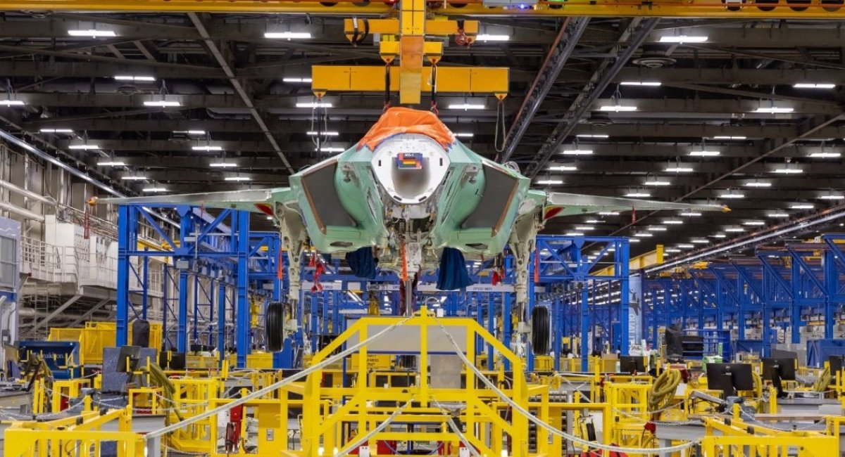 First F-35A fighter for Luftwaffe moves by crane over production lines / Photo credit: Lockheed Martin