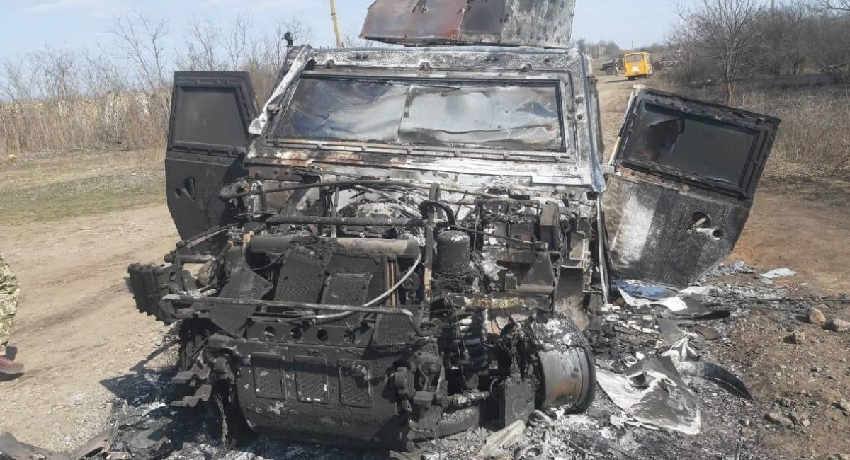 Burnt russia's infantry mobility vehicle "Tigr"