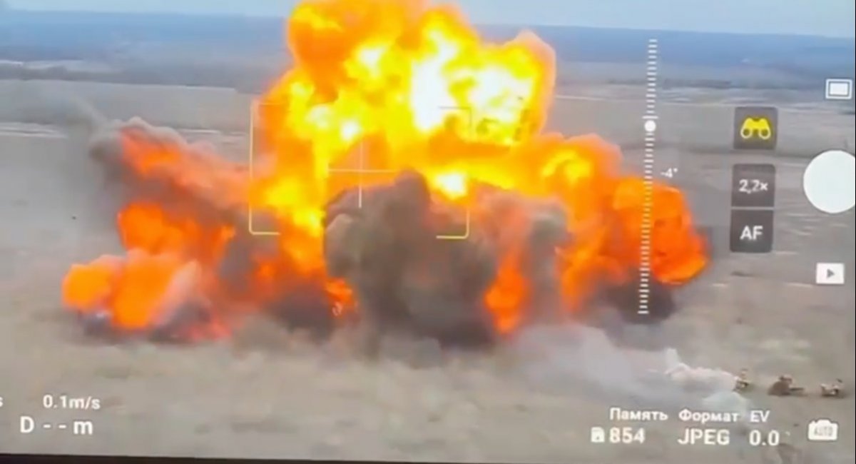 The MT-LB armored vehicle, packed with explosives, exploded after hitting a mine