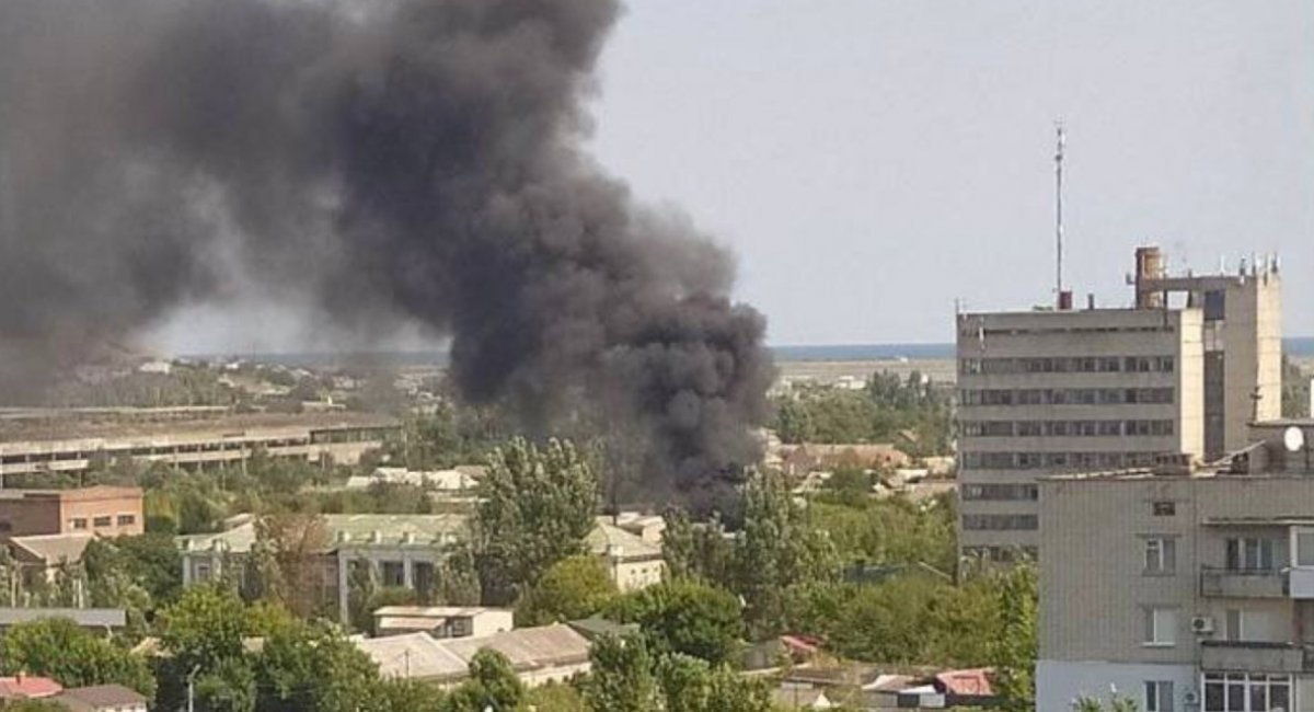 A cloud of smoke after an incident at a facility where russian military equipment had been spotted the other day