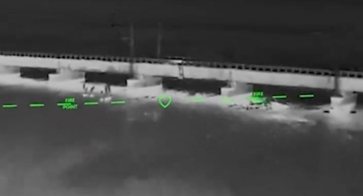 Pilots from the 1st Regiment and 475th Regiment targeted the Dzhankoi checkpoint, a bridge, a crossing, and military trucks supporting russian logistics from Crimea / screenshot from video 