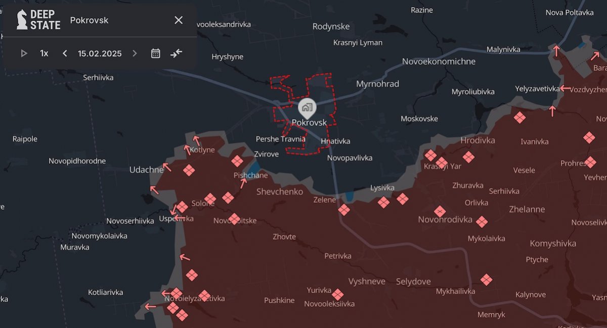 Pokrovsk, Donetsk region, Ukraine / screenshot from DeepStateMap