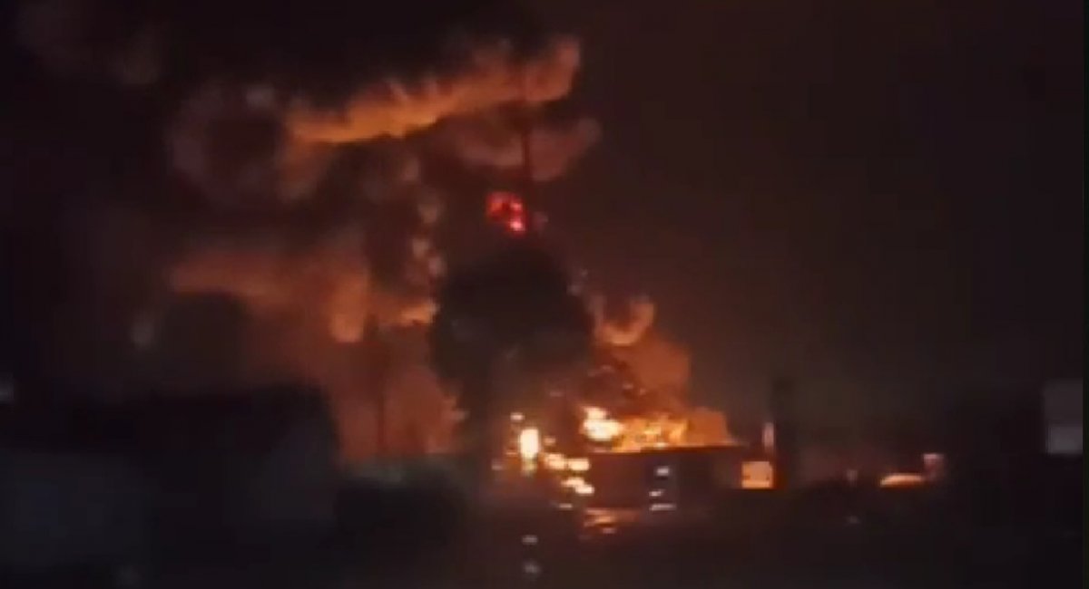 Burning russian oil depot / Screenshot from open source video