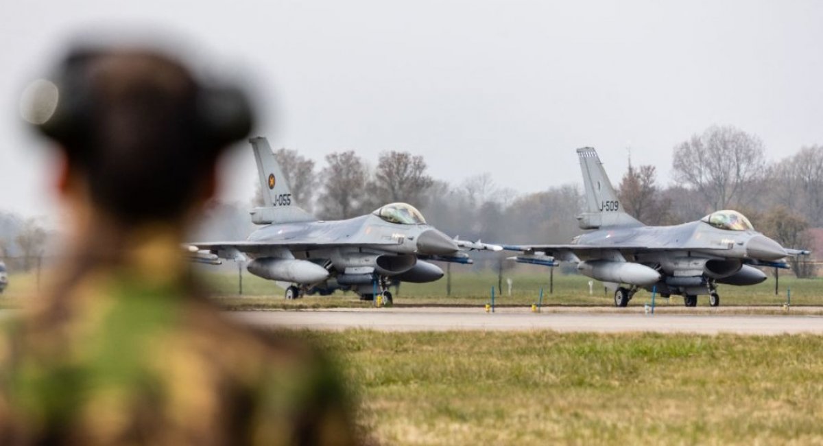 F-16 fighter jets during the NATO international air force exercise Frisian Flag, at Leeuwarden Air Base, Netherlands, on March 28, 2022.  Photo - AFP 