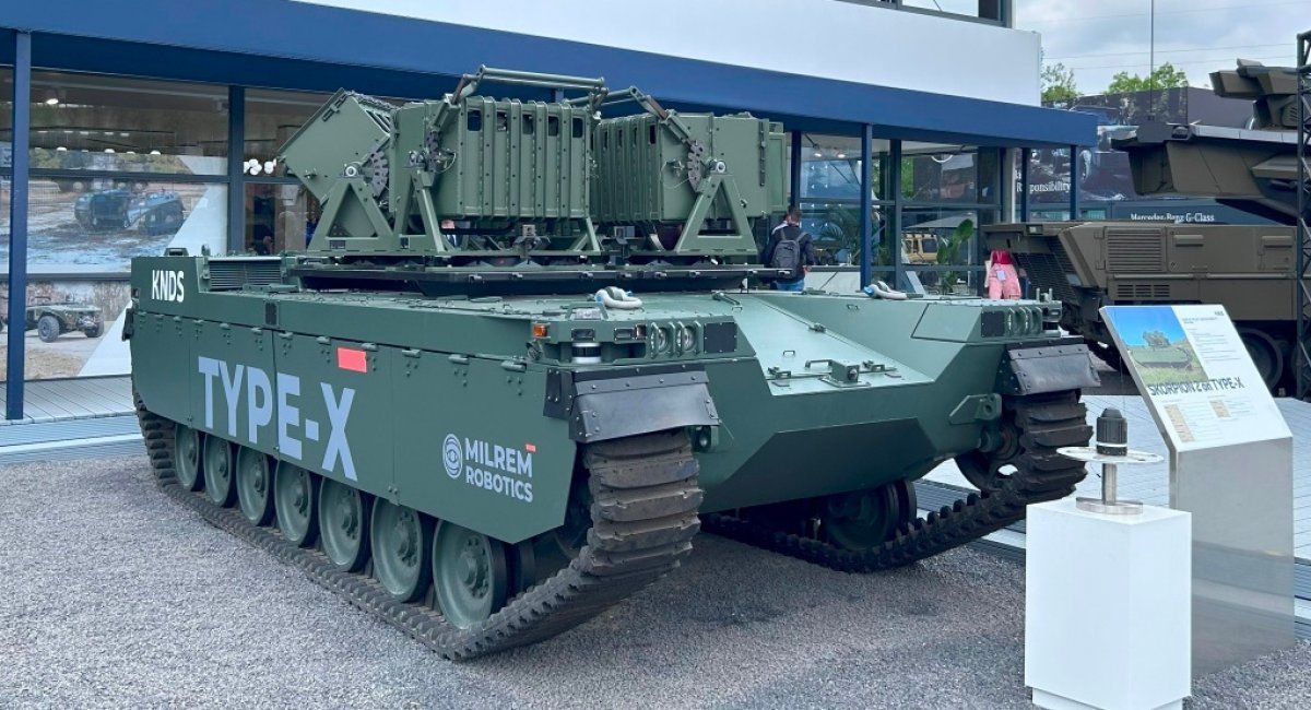 The Scorpion 2 remote mine-laying system on the Type-X UGV / Photo credit: European Defense Review/S. Cranny-Evans