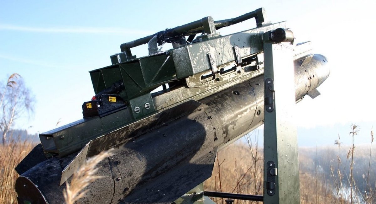 Swedish anti-ship missile RBS-17 Hellfire on the launcher, illustrative photo from open sources