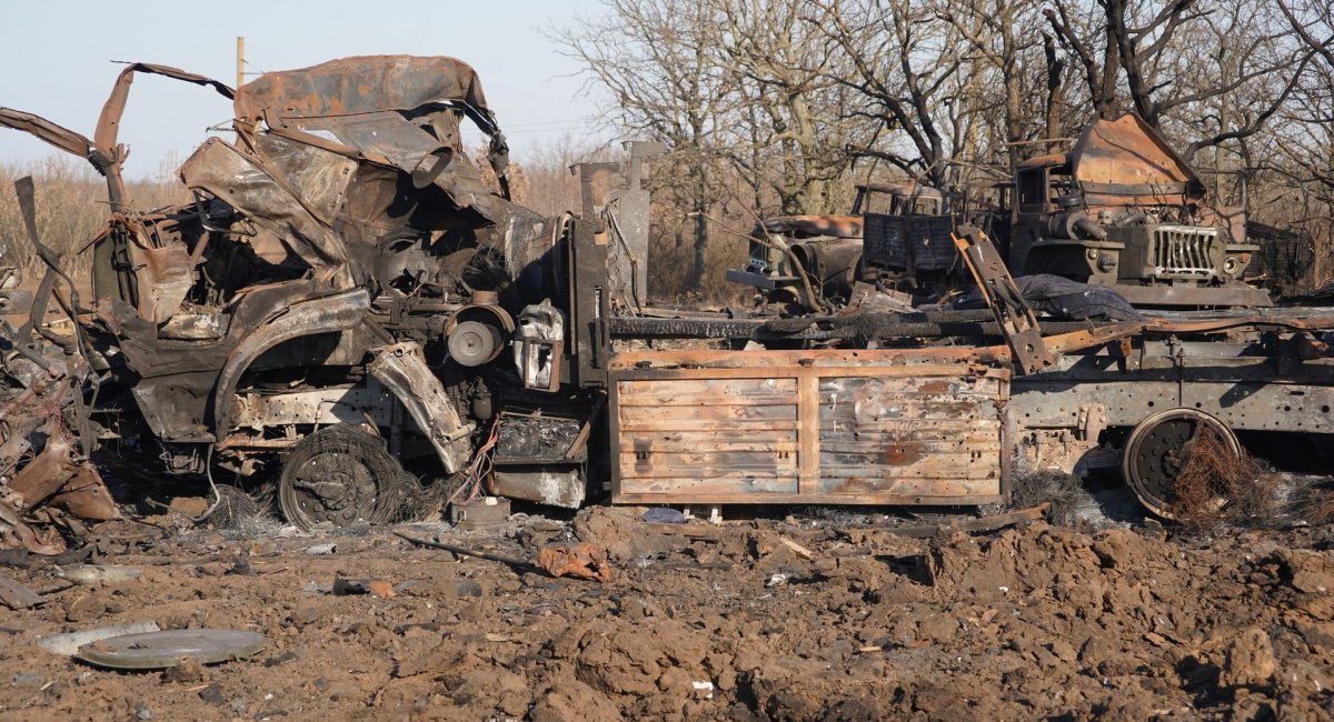Russian military truck, that was destroyed by Ukrainian troops, photo - 28th Mechanized Brigade (Ukraine)