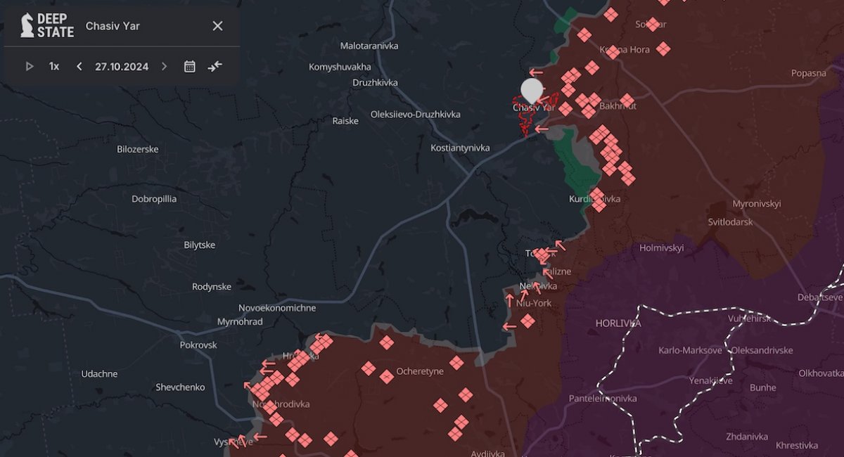 Chasiv Yar, Ukraine / screenshot from DeepStateMap  